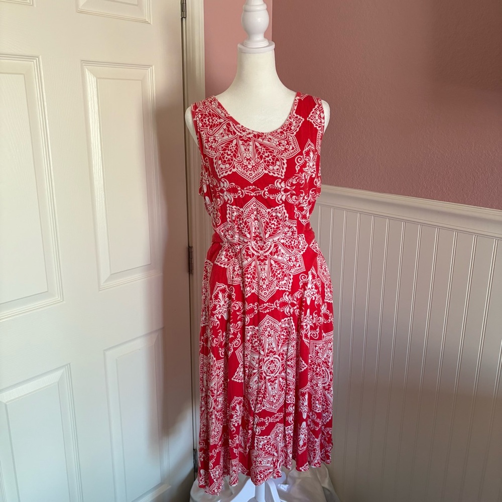 Agnes & Dora Red and White Scoop Neck Sundress size Large